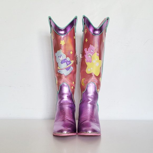 Dolls Kill X Care Bears Magical Moon Holographic Space Cowboy Boots - Size 10M - Picture 2 of 16